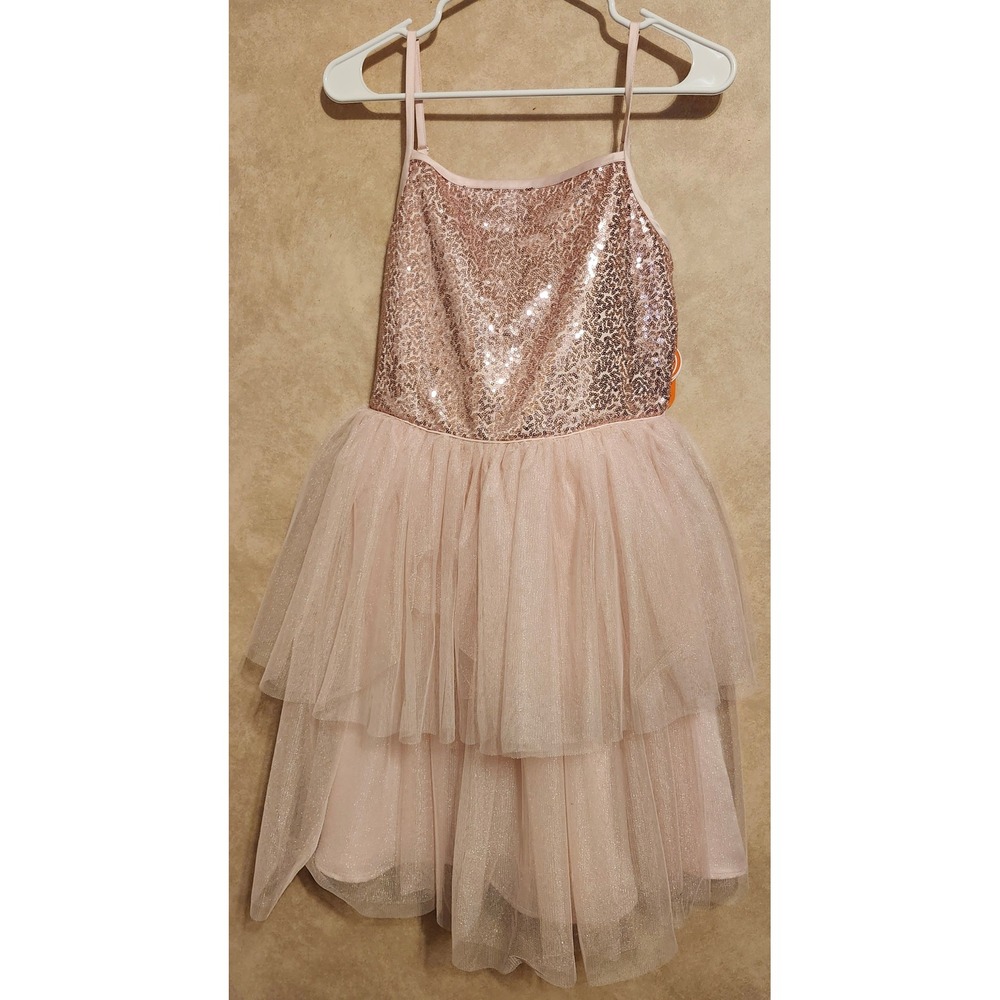 Wonder Nation Girls Special Occasion Dress Pink Sequin Tulle Tiered Size 16 NWT